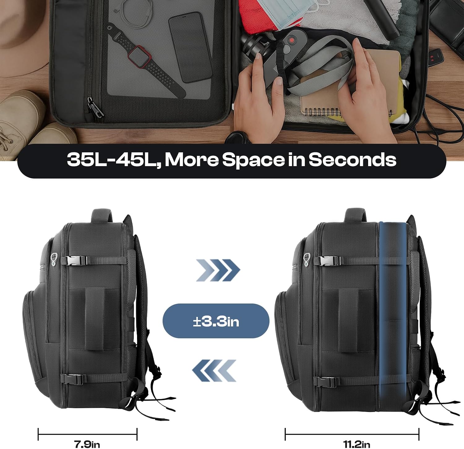 Travel Backpack, Expandable Carry On Backpack Flight Approved,17.3" Laptop - Image 2