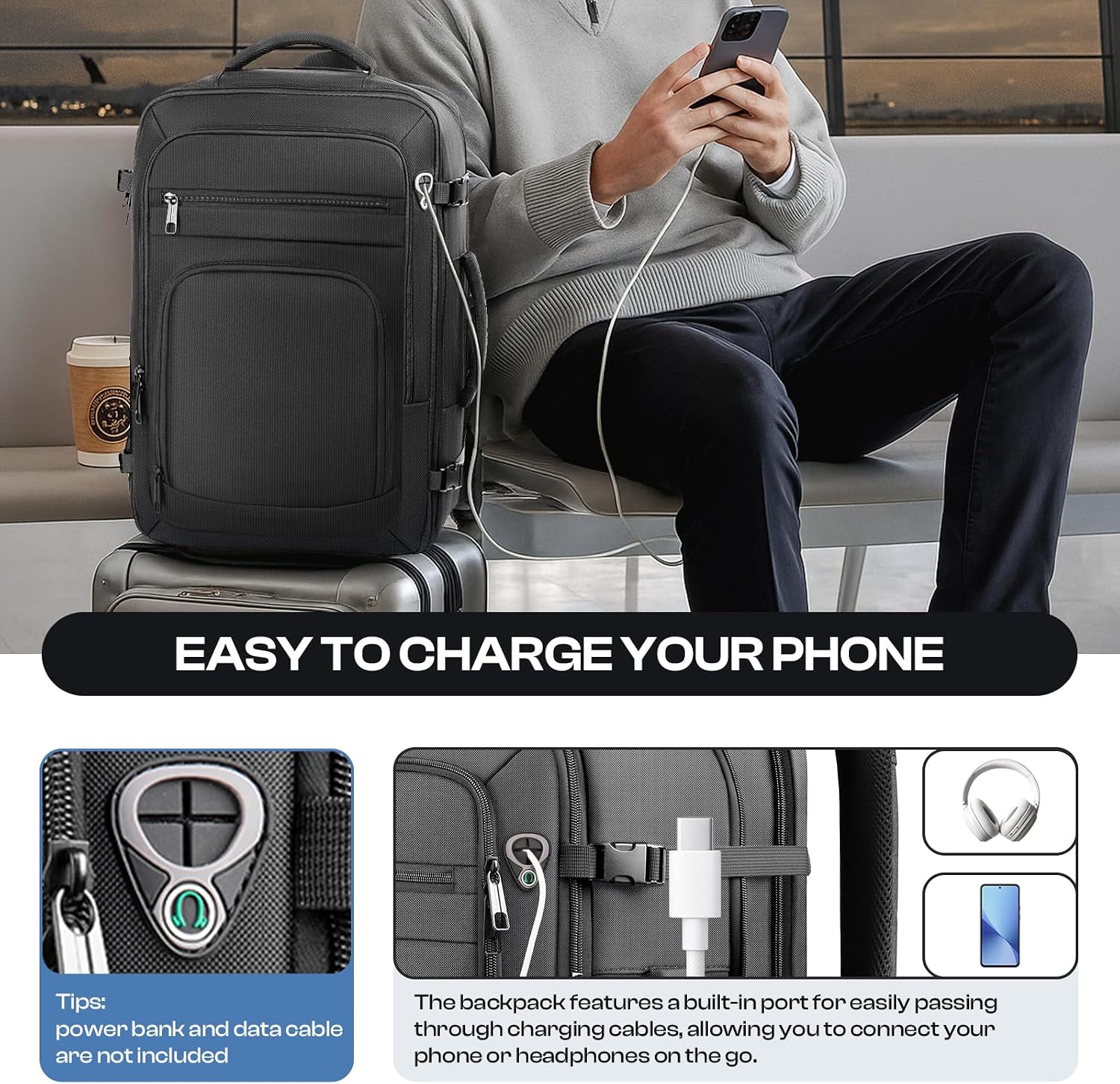 Travel Backpack, Expandable Carry On Backpack Flight Approved,17.3" Laptop - Image 4