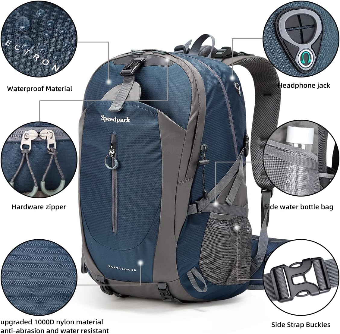 SPEEDPARK 40L Hiking Backpack, Lightweight Camping Daypack with Rain Cover - Image 4