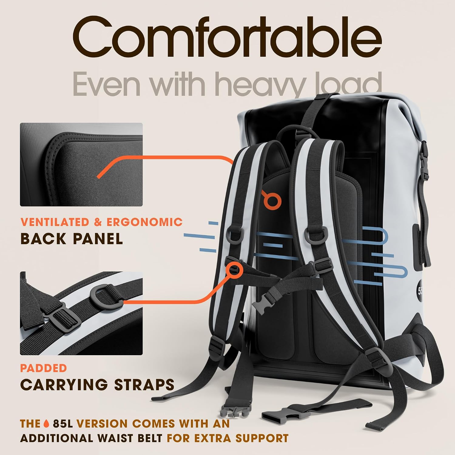 Waterproof Dry Bag Backpack 85L - Kayaking Boating Fishing Rafting Marine - Image 7