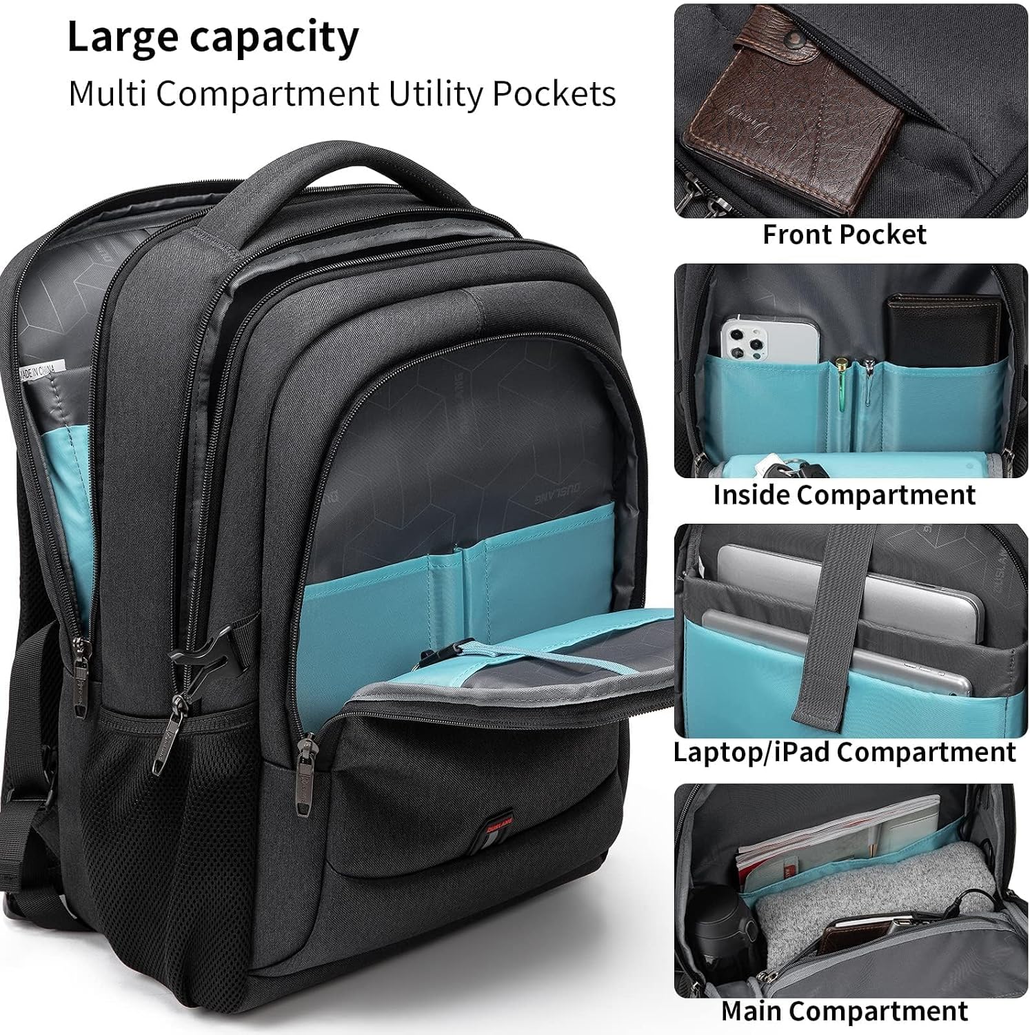 DUSLANG 17 inch Travel Laptop Backpack for Men/Women College Computer Bag - Image 2