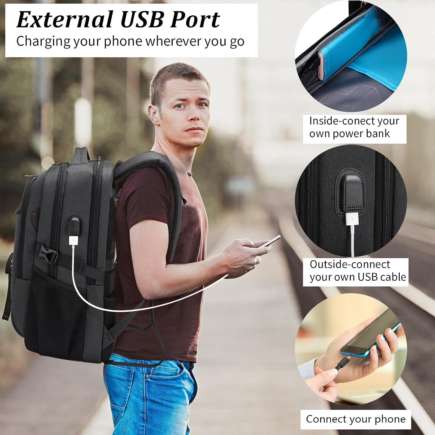 DUSLANG 17 inch Travel Laptop Backpack for Men/Women College Computer Bag - Image 6