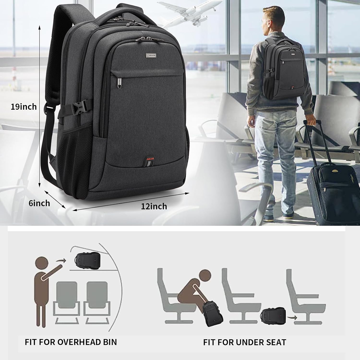 DUSLANG 17 inch Travel Laptop Backpack for Men/Women College Computer Bag - Image 8