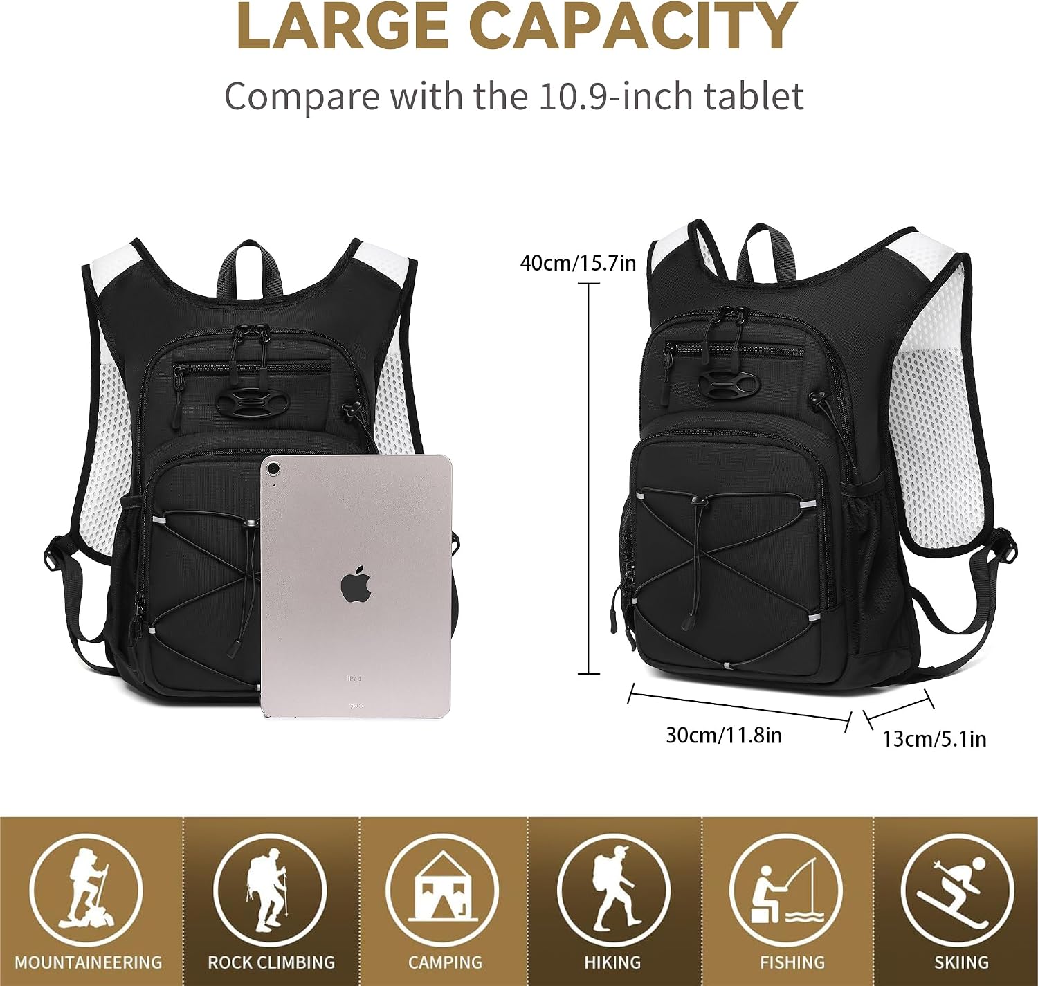 Wotony Lightweight Hydration Backpack with 2LOR 3LWater Bladder for Cycling Hiking Rave - Water Daypack for Men Women - Image 5