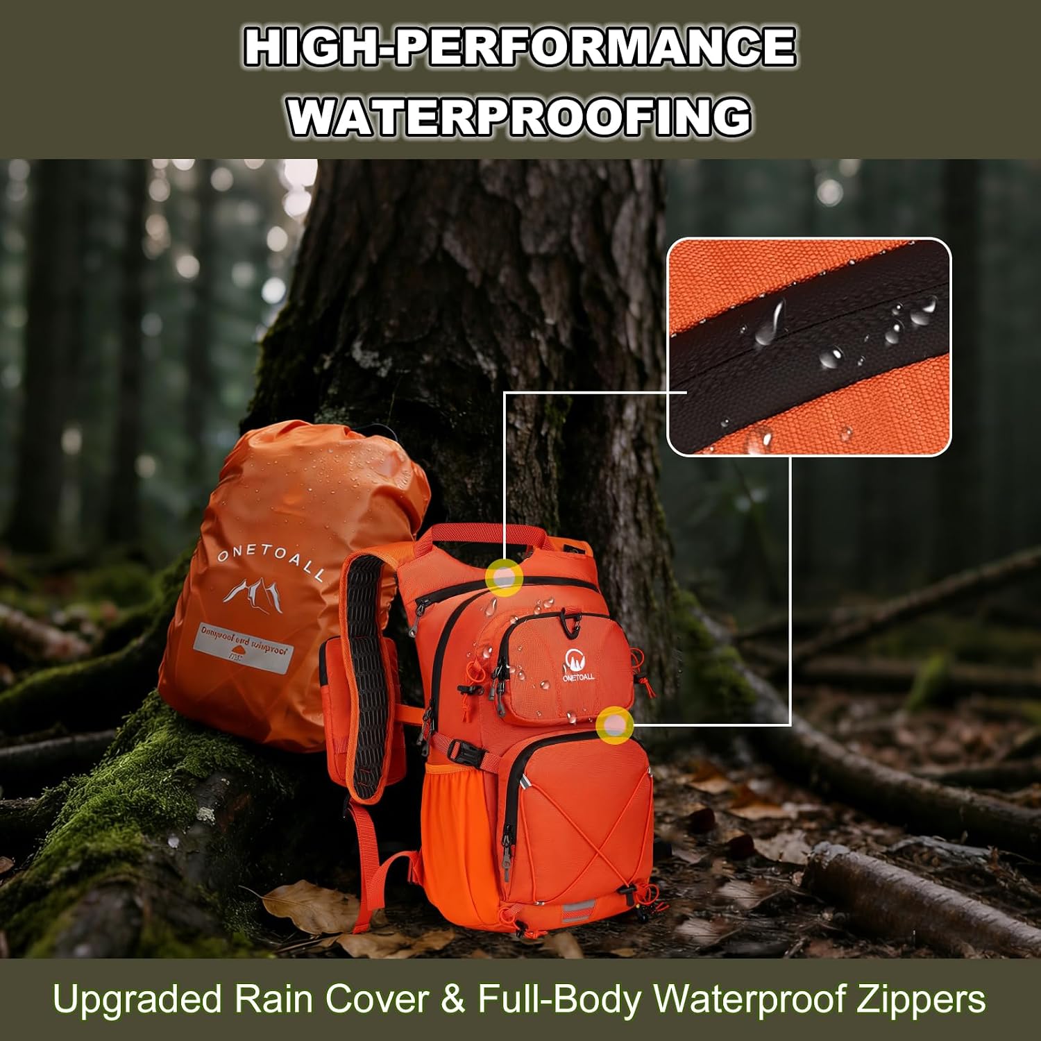 Hydration Backpack 22L, Hiking Backpack with 2L Leakproof Bladder, Sewn-in Rain Cover, Insulated Compartment for Men & Women Running, Cycling, Camping - Image 6
